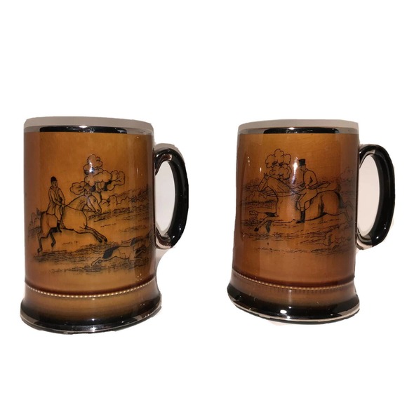 2-Vintage Arthur Wood Ye Olde Coaching & Hunting Days England Tankard Mug Steins - Picture 1 of 4